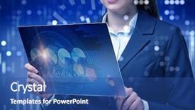  Presentation with trading online - Cool new slides with businesswoman in online stock trading backdrop and a ocean colored foreground