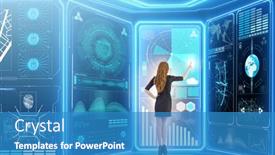  Presentation with trading online - Cool new PPT theme with businesswoman-in-online-trading-concept backdrop and a teal colored foreground