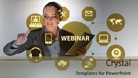  Presentation with concept - Presentation theme with businesswoman in online webinar concept background and a coral colored foreground