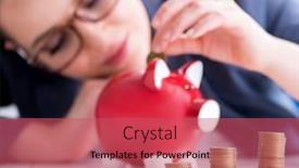  Presentation with pension - PPT theme featuring businesswoman-in-pension-savings-concept background and a red colored foreground