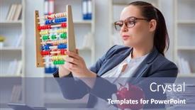  Presentation with pension - Colorful theme enhanced with businesswoman in pension savings concept backdrop and a ocean colored foreground