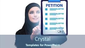  Presentation with application - Presentation theme consisting of businesswoman-in-petition-application-concept background and a ocean colored foreground