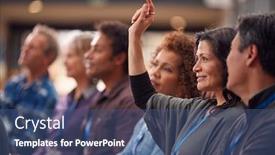  Presentation with conference - Amazing presentation design having businesswoman-in-presentation-at-conference backdrop and a ocean colored foreground