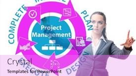  Presentation with project management - Cool new presentation theme with businesswoman-in-project-management-different backdrop and a lilac colored foreground