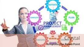  Presentation with phases - Beautiful theme featuring businesswoman-in-project-management-different backdrop and a coral colored foreground