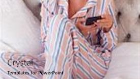  Presentation with lockdown - Presentation theme consisting of businesswoman-in-pyjamas-sitting background and a mint green colored foreground