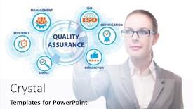  Presentation with concept - Slide set having businesswoman-in-quality-assurance-concept background and a white colored foreground