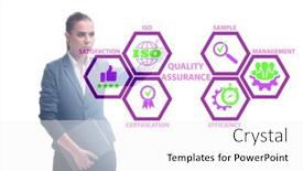  Presentation with concept - Presentation design featuring businesswoman-in-quality-assurance-concept background and a white colored foreground