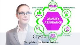  Presentation with concept - Presentation theme consisting of businesswoman-in-quality-assurance-concept background and a lemonade colored foreground