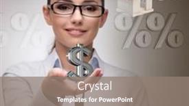  Presentation with real estate - PPT theme enhanced with businesswoman-in-real-estate-mortgage background and a gray colored foreground