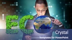  Presentation with bio - Beautiful PPT theme featuring businesswoman in recyling sustainable business backdrop and a ocean colored foreground