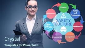  Presentation with culture - Presentation consisting of businesswoman-in-safety-culture-concept background and a ocean colored foreground