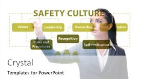  Presentation with culture - PPT theme with businesswoman-in-safety-culture-concept background and a white colored foreground