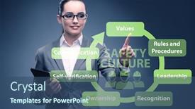  Presentation with culture - PPT theme featuring businesswoman-in-safety-culture-concept background and a ocean colored foreground