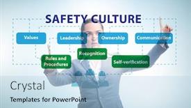  Presentation with culture - Beautiful theme featuring businesswoman-in-safety-culture-concept backdrop and a light blue colored foreground