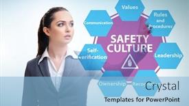  Presentation with culture - Presentation theme consisting of businesswoman-in-safety-culture-concept background and a light blue colored foreground