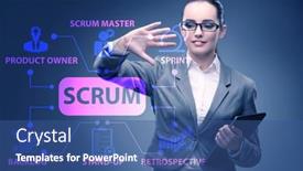  Presentation with scrum - Slide deck featuring businesswoman-in-scrum-agile-method background and a ocean colored foreground