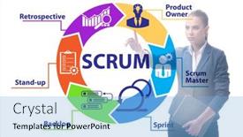  Presentation with scrum - Cool new presentation with businesswoman-in-scrum-agile-method backdrop and a light blue colored foreground