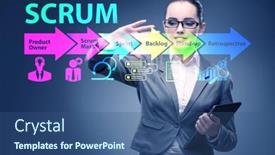  Presentation with scrum - Slide set consisting of businesswoman-in-scrum-agile-method background and a ocean colored foreground