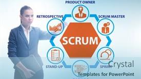 Presentation with scrum - Slide set featuring businesswoman-in-scrum-agile-method background and a light blue colored foreground