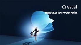  Presentation with personality concept - PPT layouts consisting of businesswoman-in-split-personality-concept background and a navy blue colored foreground