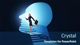  Presentation with personality concept - Presentation theme enhanced with businesswoman-in-split-personality-concept background and a ocean colored foreground