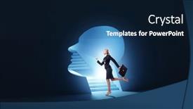  Presentation with personality concept - Slide deck having businesswoman-in-split-personality-concept background and a navy blue colored foreground