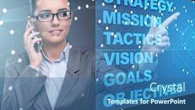  Presentation with strategic planning - Presentation design consisting of businesswoman in strategic planning concept background and a ocean colored foreground