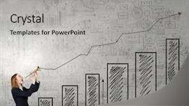  Presentation with crime thriller suit and tie - Colorful slide deck enhanced with businesswoman in suit proclaiming something backdrop and a light gray colored foreground