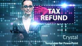  Presentation with tax refund - Theme with businesswoman-in-tax-refund-concept background and a ocean colored foreground