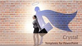  Presentation with understand a concept - Presentation theme featuring businesswoman-in-the-alter-ego and a soft green colored foreground