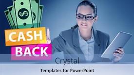  Presentation with cash - PPT layouts with businesswoman-in-the-cash-back background and a light blue colored foreground