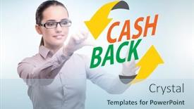  Presentation with cash - PPT theme featuring businesswoman-in-the-cash-back background and a light blue colored foreground
