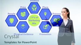  Presentation with marketing - Cool new slides with businesswoman-in-the-concept backdrop and a sky blue colored foreground