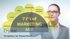  Presentation with marketing - Presentation design enhanced with businesswoman-in-the-concept background and a light blue colored foreground