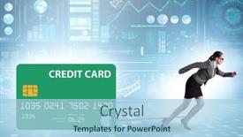  Presentation with credit card - Theme featuring businesswoman-in-the-credit-card background and a  colored foreground