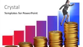  Presentation with growth chart - PPT theme with businesswoman-in-the-growth-concept background and a  colored foreground