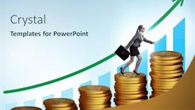  Presentation with growth chart - Presentation theme consisting of businesswoman-in-the-growth-concept background and a  colored foreground