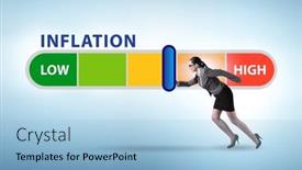  Presentation with inflation - Presentation design consisting of businesswoman-in-the-high-inflation background and a light blue colored foreground