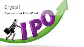  Presentation with initial public offering - Presentation theme having businesswoman-in-the-initial-public background and a white colored foreground