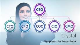  Presentation with organisation - Slide deck enhanced with businesswoman-in-the-organisation-chart background and a light blue colored foreground