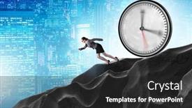  Presentation with management - Slides with businesswoman-in-the-time-management background and a dark gray colored foreground