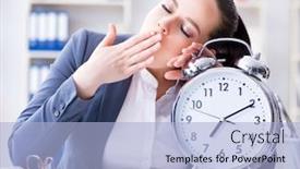  Presentation with management - Slide deck with businesswoman in time management concept sleeping background and a light blue colored foreground
