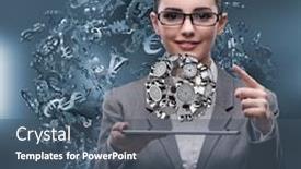  Presentation with time management - Audience pleasing PPT theme consisting of businesswoman-in-time-management-concept backdrop and a ocean colored foreground