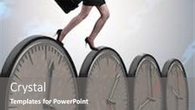  Presentation with time management - Colorful slide deck enhanced with businesswoman-in-time-management-concept backdrop and a gray colored foreground