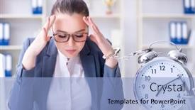  Presentation with management - Theme consisting of businesswoman-in-time-management-concept background and a light blue colored foreground