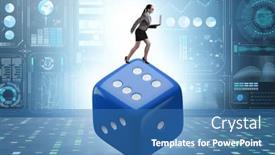  Presentation with uncertainty - Presentation consisting of businesswoman-in-uncertainty-concept background and a teal colored foreground