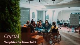  Presentation with agree - PPT theme featuring businesswoman-in-wheelchair-having-business background and a tawny brown colored foreground