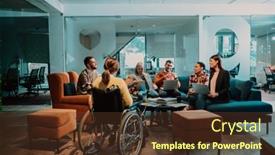  Presentation with agree - Theme consisting of businesswoman-in-wheelchair-having-business background and a tawny brown colored foreground