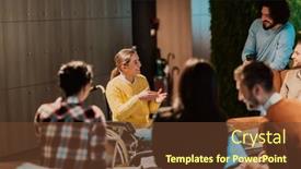  Presentation with agree - PPT theme having businesswoman-in-wheelchair-having-business background and a tawny brown colored foreground